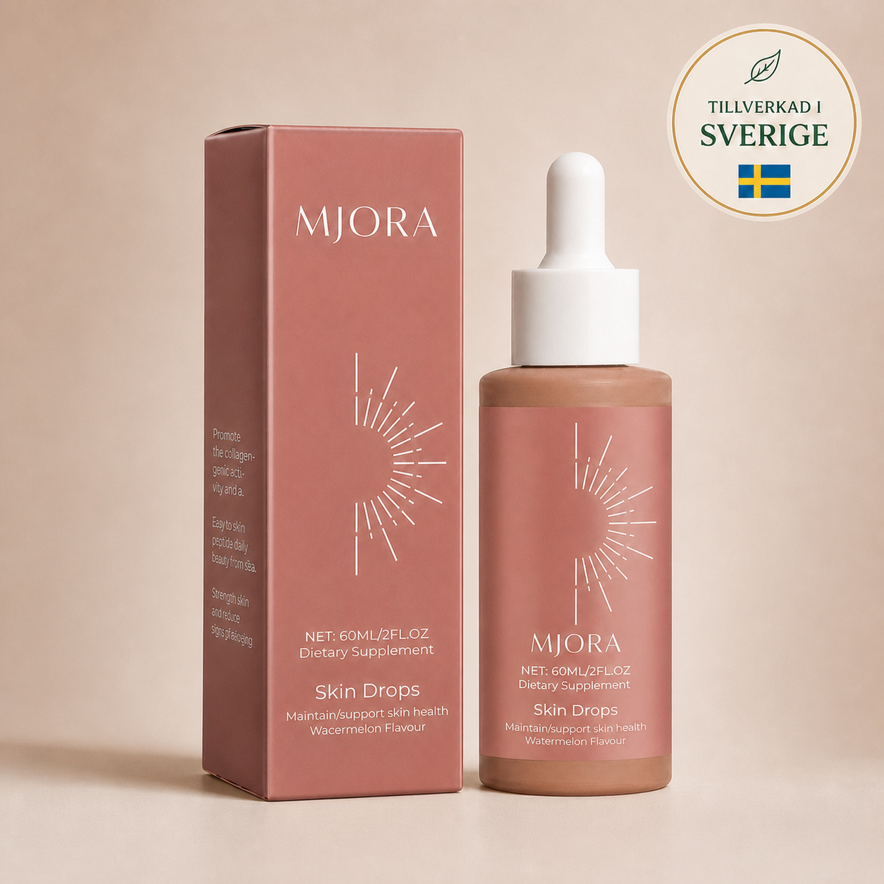 MJORA | Drickbara Solbruna Droppar | Få en Naturlig Gyllenbrun Ton på 7 Dagar