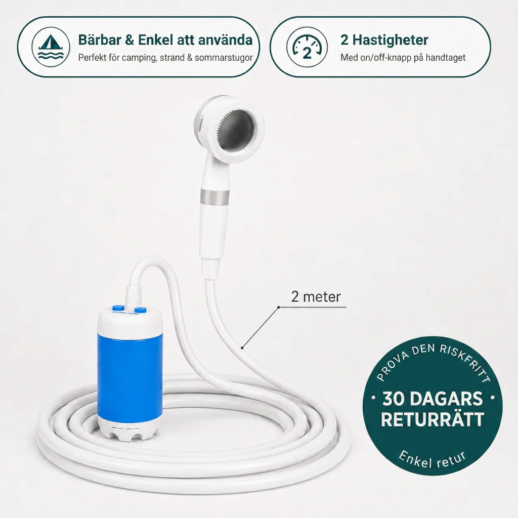 Fjälldusch™ | Bärbar dusch: Set med slang och munstycke